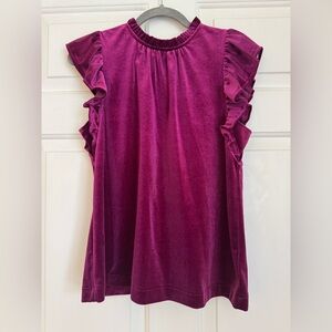 GAP Ruffled Sleeve Blouse in Deep Pink